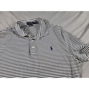 Polo Ralph Lauren Shirt Mens XL Short Sleeve Custom Slim Fit Striped White Black